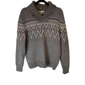 GAP LAMBSWOOL FAIR ISLE SHAWL SWEATER
GREY/ HEATHER SIZE S
